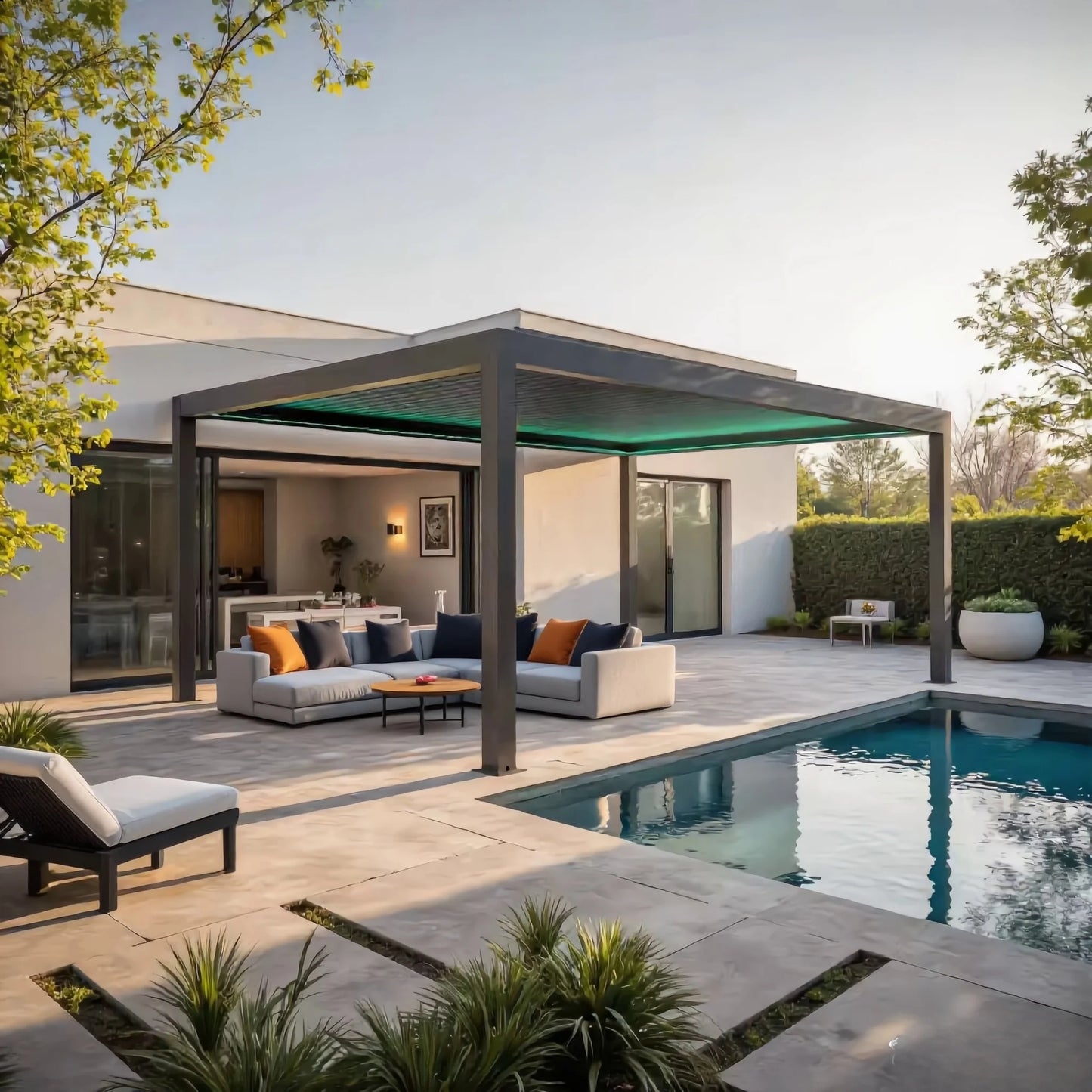 Motorised Outdoor Gazebo Modern Aluminum Louvre Roof Bioclimatic Pergola for Sunshade Patio Gazebo Pergola