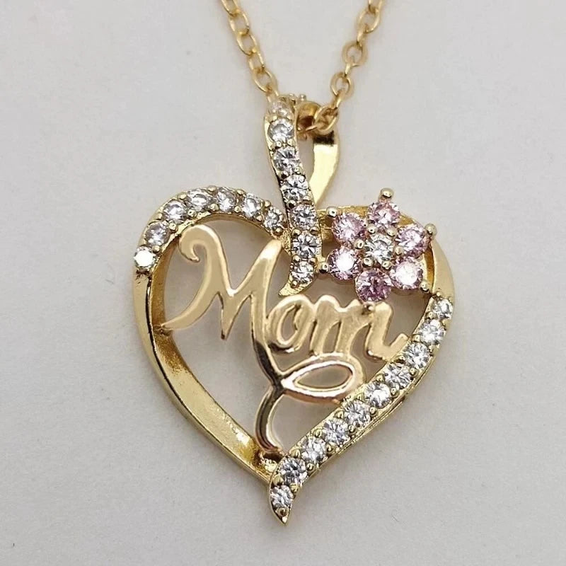 CAOSHI MOM Day Necklaces for Women Gold Color Luxury Paved Cubic Zirconia Fashion Gold Plated Necklaces Anniversary Gift Jewe