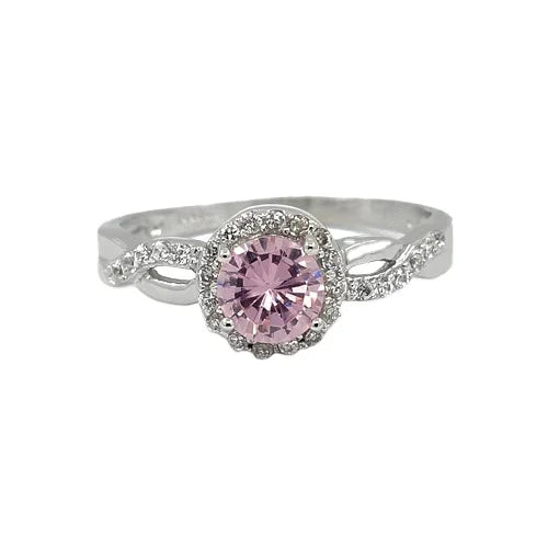 Custom Ring 925 Sterling Silver Pink Zircon Rings Silver Moonstone Women Rings