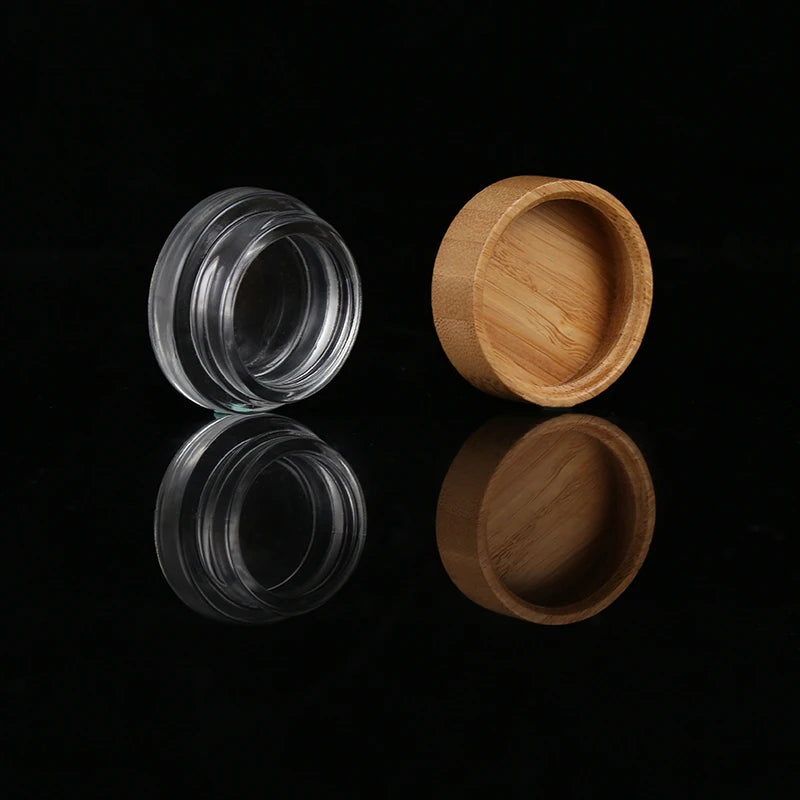 5g  Clear Scrub Makeup Skin Care Packaging Glass Jar Bamboo Cream Jar with Bamboo Lid