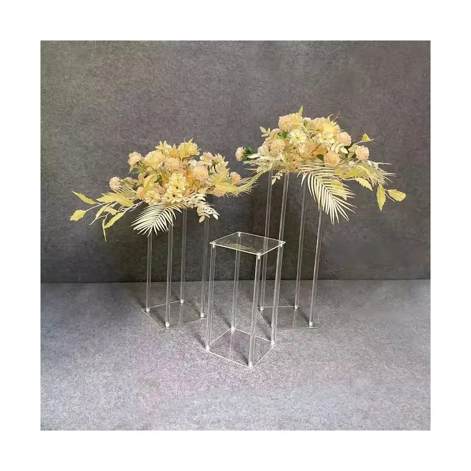 BJ210304-41 100cm Clear Acrylic Plinth Stand Cylinder Pedestals Flower Display Stand for Wedding