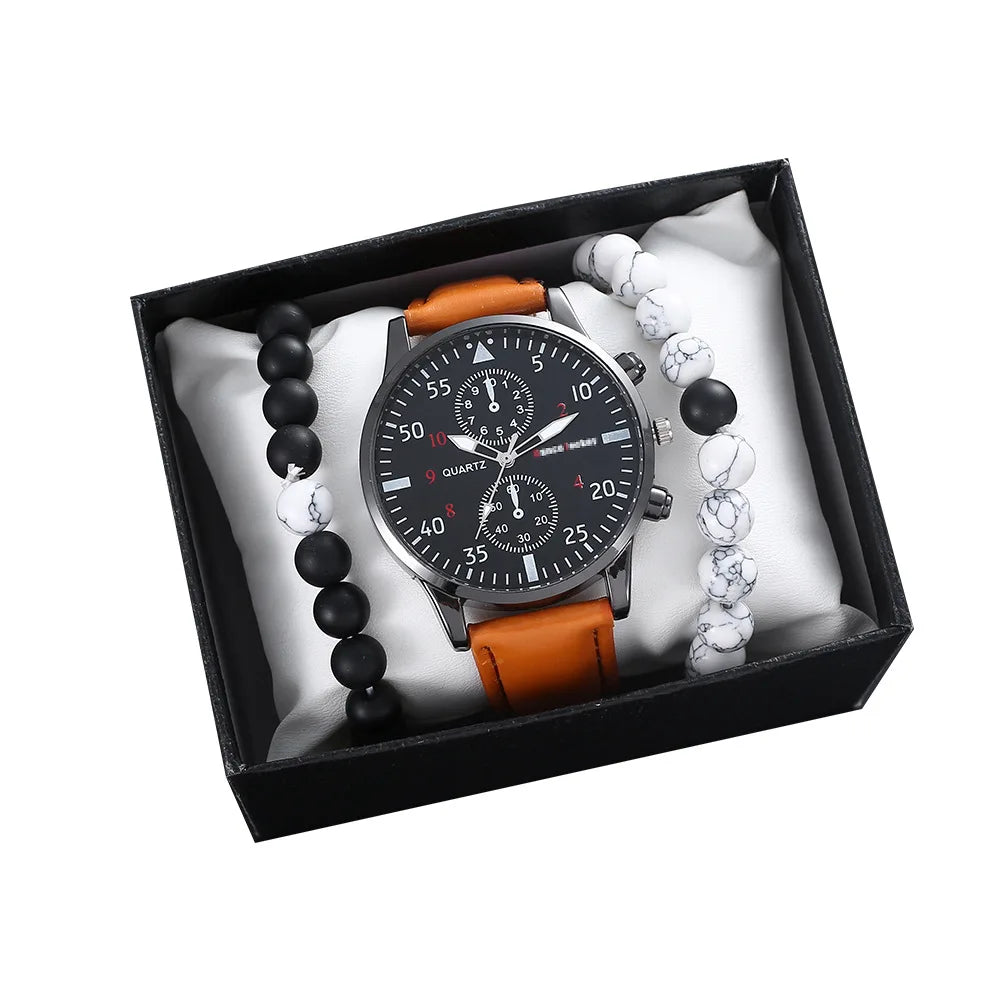 New Design Fashion Quartz Men Minimalist Watches Classic Boy Bracelet and Watches 3pcs Set