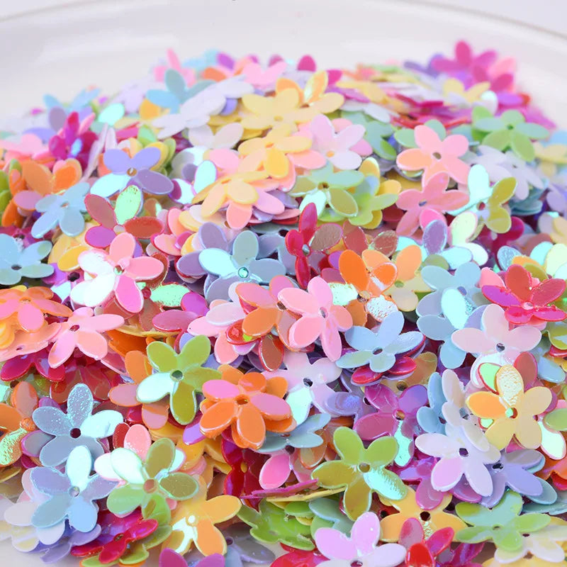 Concave Bead Five Leaf Flower PVC Sequins 10mm Eco-Friendly Abrasion Resistant Bulk Packaging for Shoes Bags Clothing
