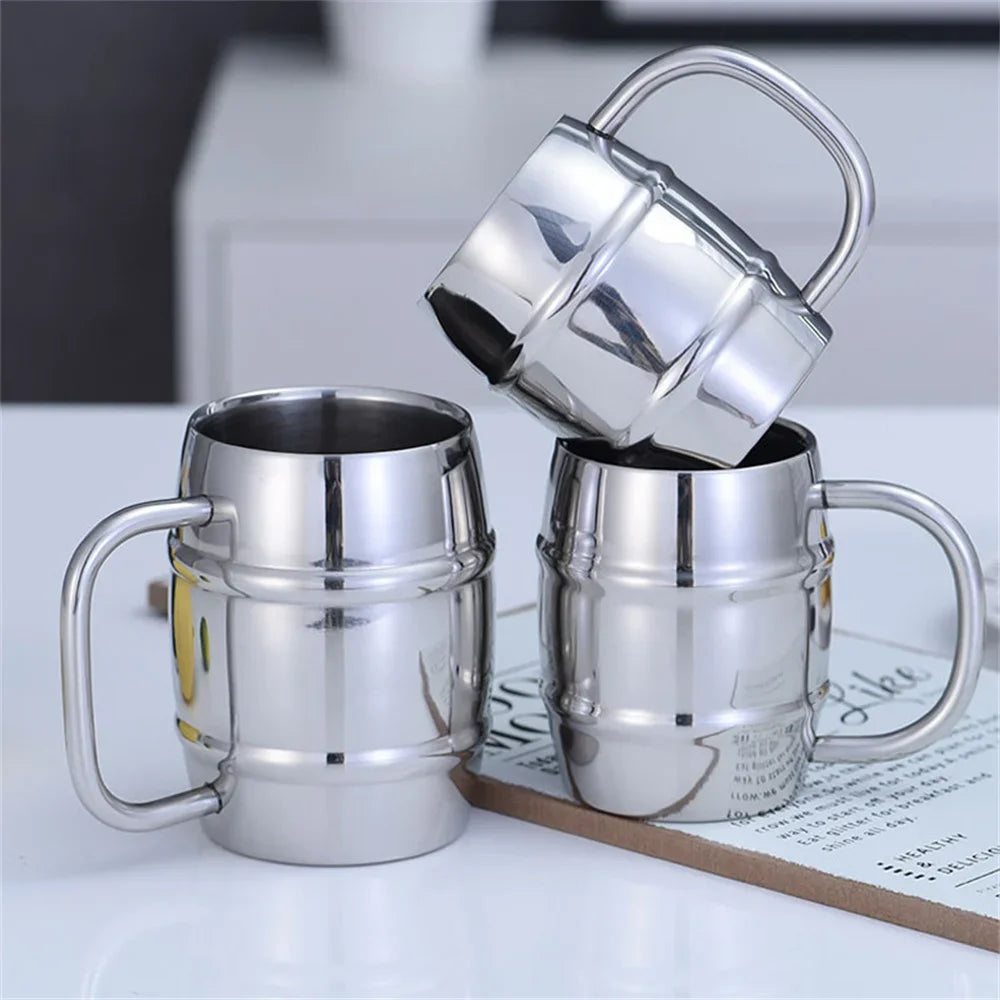 Hot Sale Double Wall Stainless Steel Beer Mug Portable Coffee Tea Cups Travel Tumbler Office Use Water Cup with Handle Drinkw