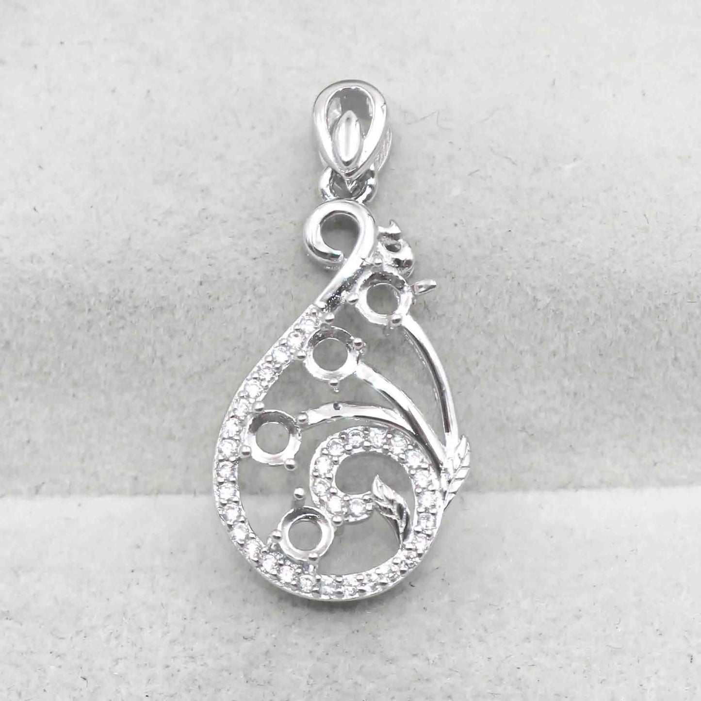 Sterling Silver 3*3mm Semi Mount Pendant Empty Support Blank Claws Setting S925 Mountain Base Holder Without Stone for DIY In