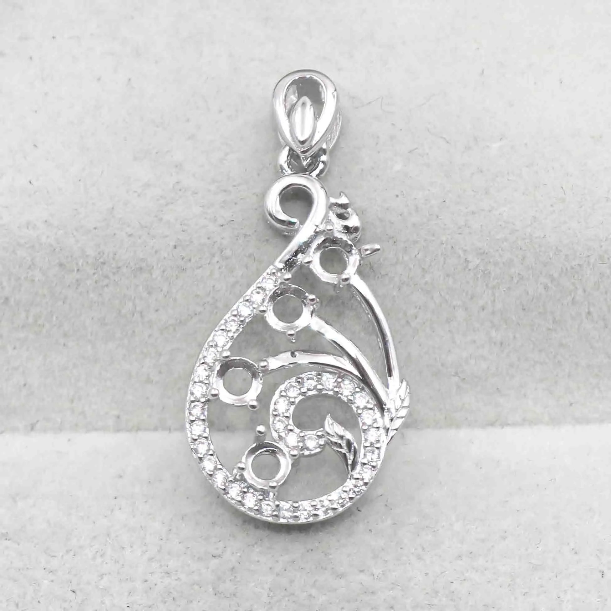 Sterling Silver 3*3mm Semi Mount Pendant Empty Support Blank Claws Setting S925 Mountain Base Holder Without Stone for DIY In