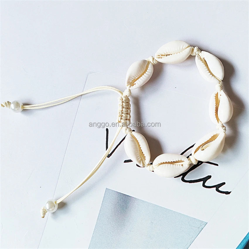 Hawaii Natural Seashell Handicraft Folk Art Portable Necklace and Bracelet Set for Women Mother's Day Gift