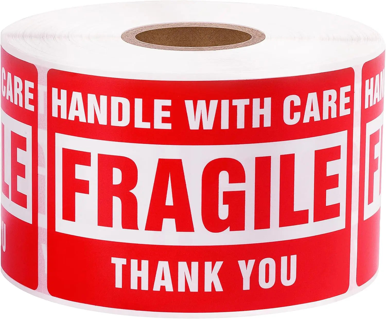 Custom Red Fragile Warning Recyclable and Waterproof Adhesive Packaging Label for Product Identification