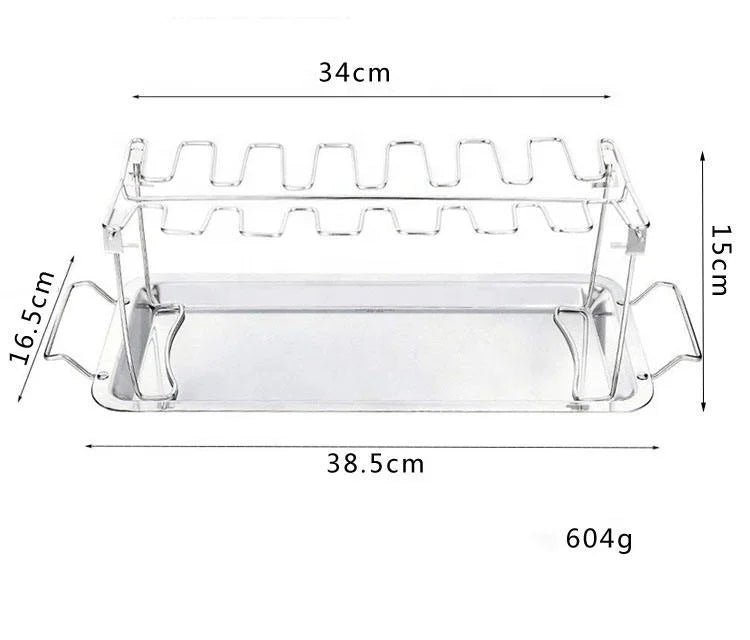 BBQ Drumsticks Folding Roasting Rack 14 Slots Stainless Steel Chicken Leg Wing Grill Rack Roaster Stand