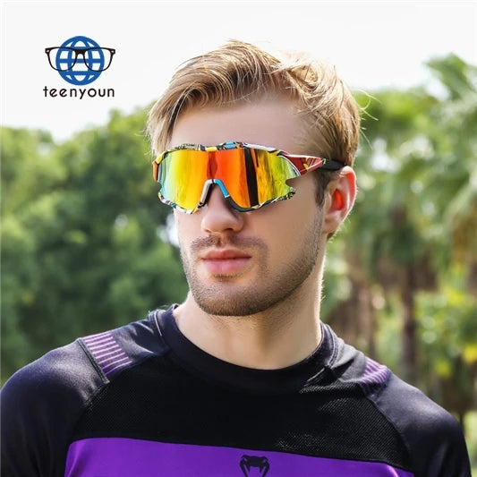 Teenyoun Men Women Polarized Sunglasses Comfortable One Piece Mirror Lens Sun Glasses Outdoor Sports UV400 Sun Glasses Wholes