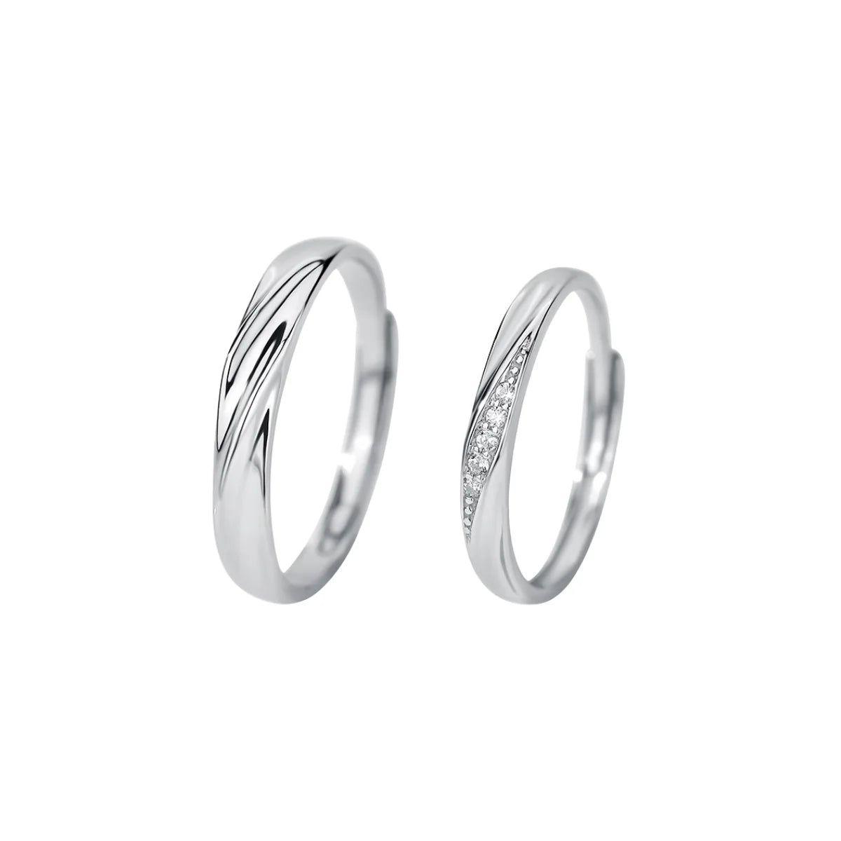 New NO MOQ Jewelry Fashion Couple Ring Jewelry 925 Sterling Silver Twisted Zircon Engagement Weeding Rings Lover Diamond Ring