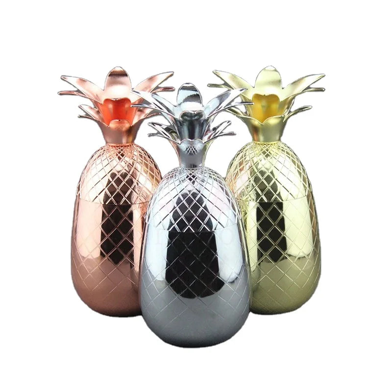 500ml Solid Copper Pineapple Tumbler Stainless Steel Drinkware Party Metal Cup