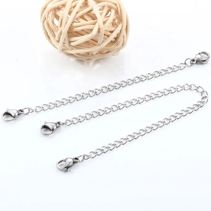 Stainless Steel Extension Chain With 2 Lobster Clasp Jewelry Findings with Tail End Extender Chains for Jewelry Accessories