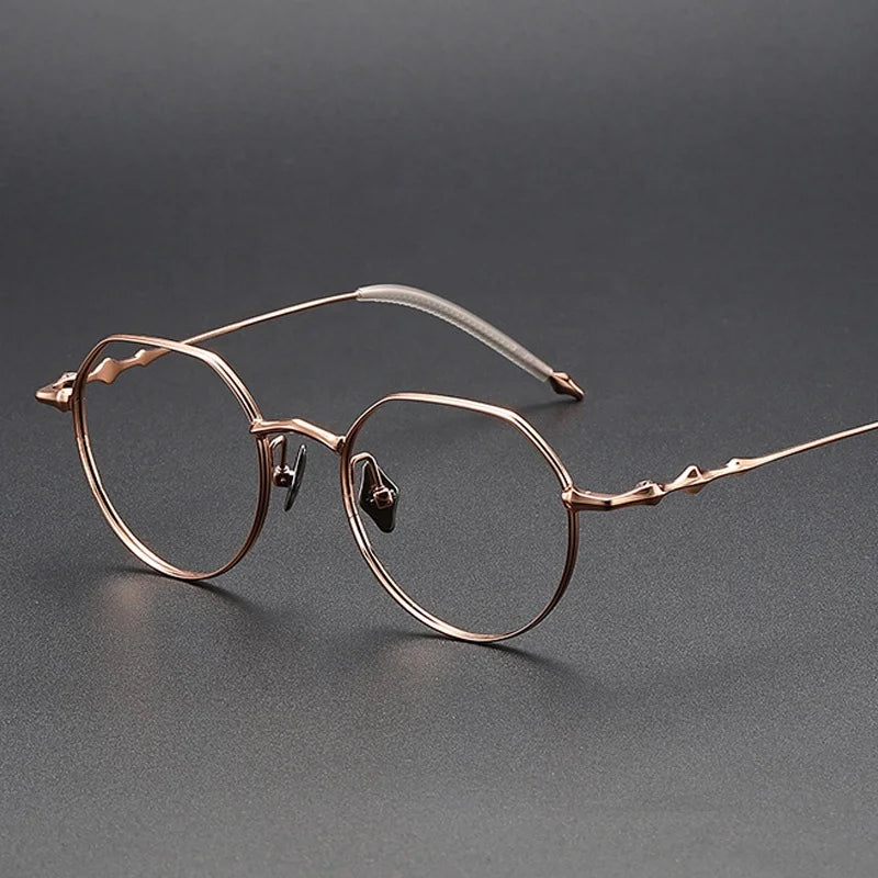 Pure Titanium Eye Glass Optimal Degree Retro Round Hexagonal Eyeglasses Prescription Glasses Optical Frames Women Designer