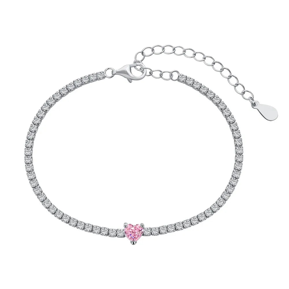 Charm Jewelry Accessories S925 Silver Rhodium Plated 5A Grade Cubic Zirconia Classic Tennis Bracelet Bangles for Women