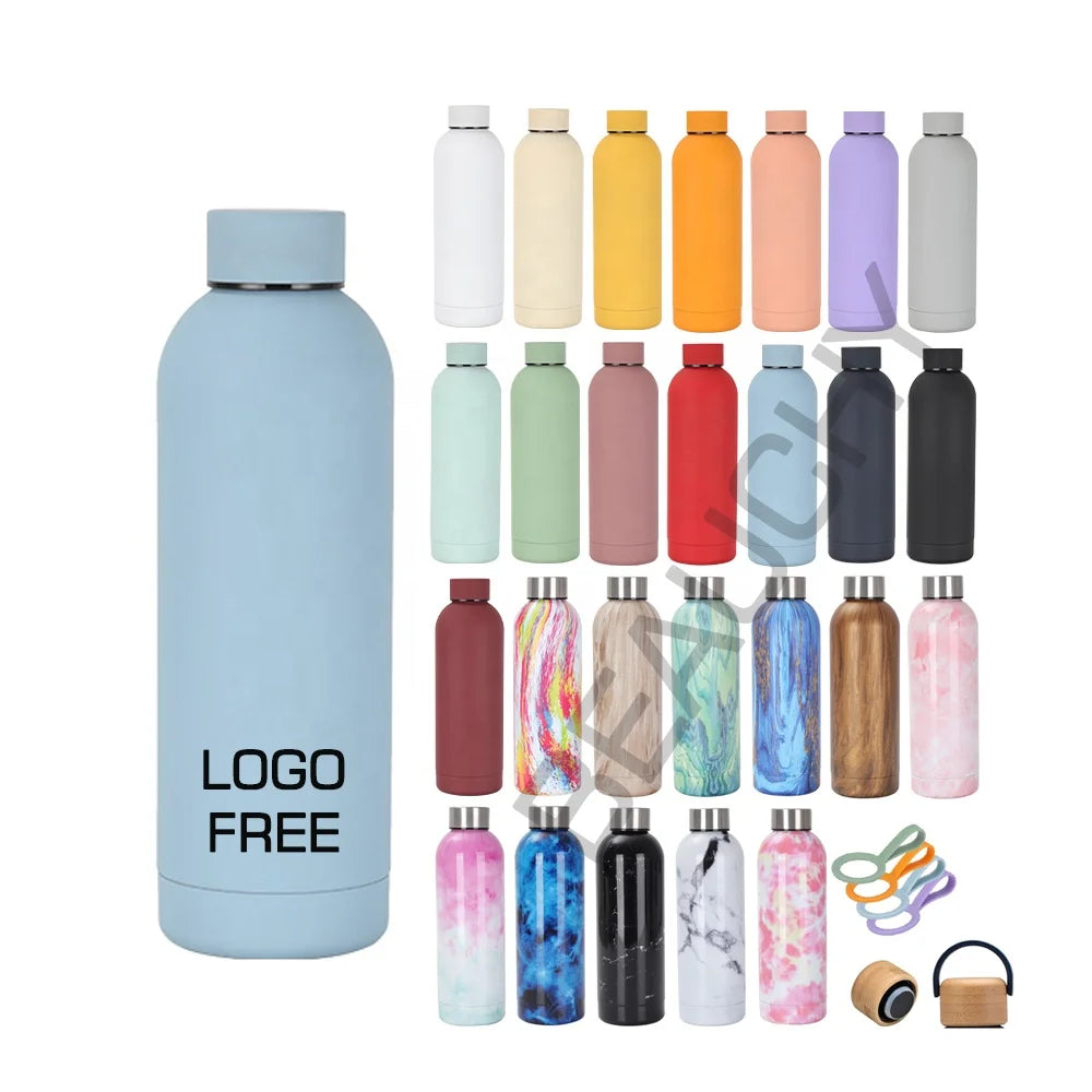 Insulated Thermal Double Wall Food Grade SUS304 500Ml 17oz Sport OEM Matte Drink Stainless Steel Botella De Agua Water Bottle