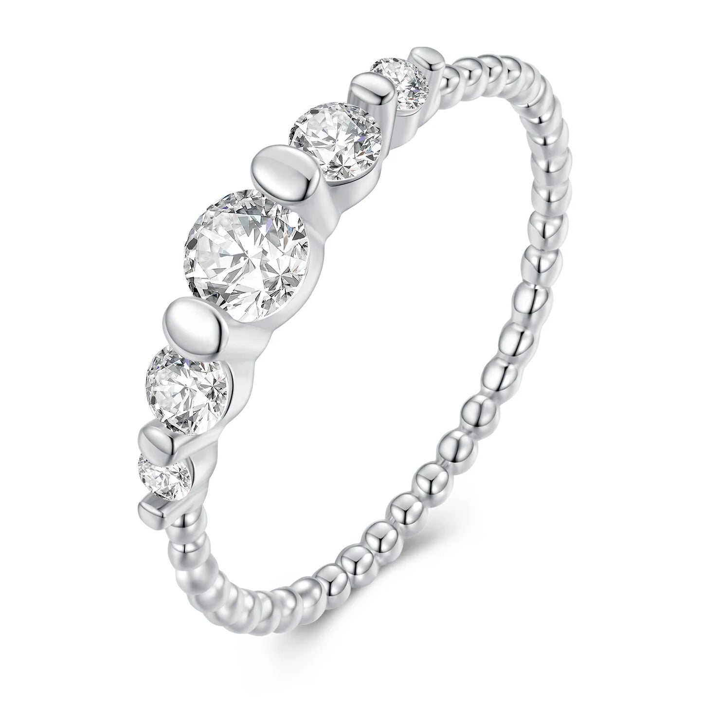925 Sterling Silver Simple Shiny Zircon Finger Ring for Women Engagement Anniversary Gift Eternity Band Fine Jewelry BSR344