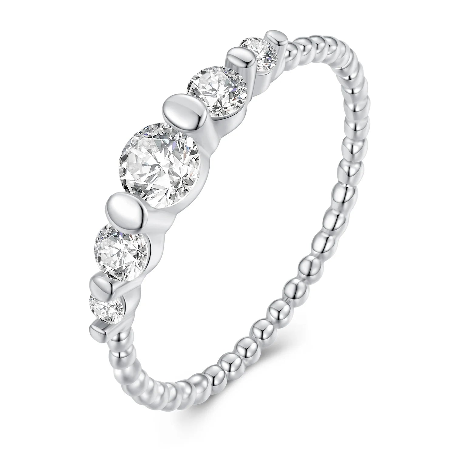 925 Sterling Silver Simple Shiny Zircon Finger Ring for Women Engagement Anniversary Gift Eternity Band Fine Jewelry BSR344