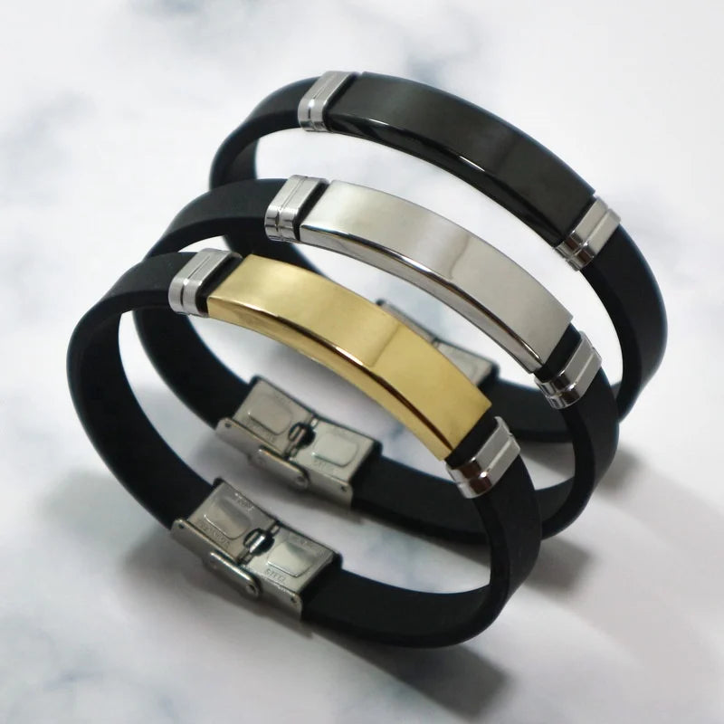 Customized New Fashion Handmade Silicone Stainless Steel Bracelet