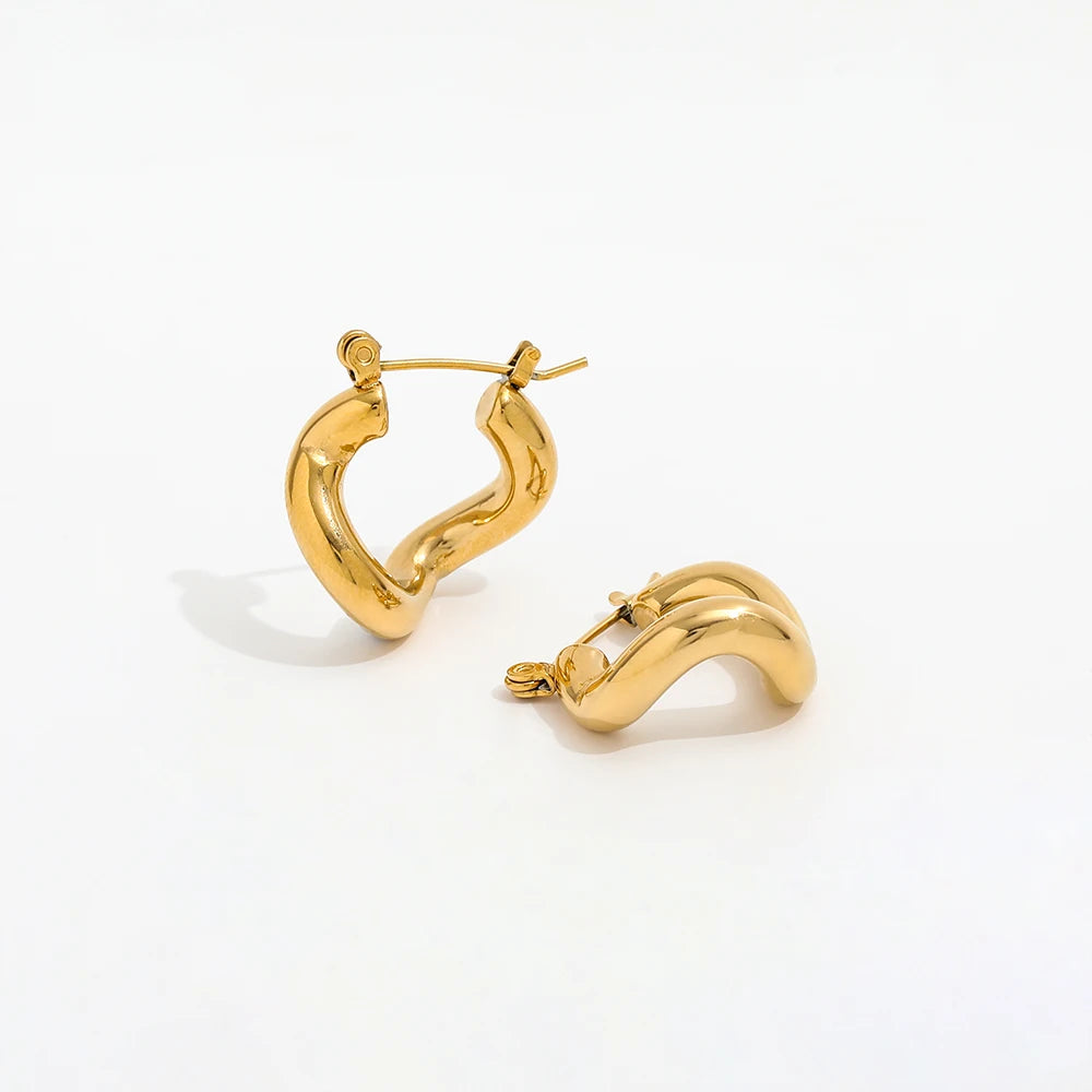 Fenny 18K PVD Plated Vintage Geometric U-shaped Hoop Earring Trendy Wholesale Stainless Steel Ladies Jewelry