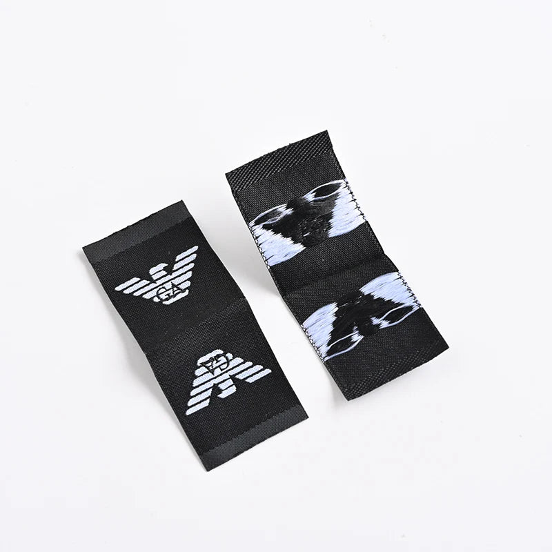 Factory Price Private Woven Damask Satin Brand Tags Custom Logo Tag Etiquette Personalise Vetement Woven Label for Clothes