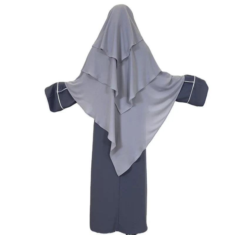 Malaysia Turkey Arabic Plain Color 3 Layers Soft Material Instant Khimar Hijab for Muslim