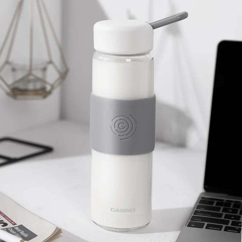 Custom Borosilicate Glass Water Bottle with Silicone Sleeve Direct Drinking for Adults Minimalist Style for Camping