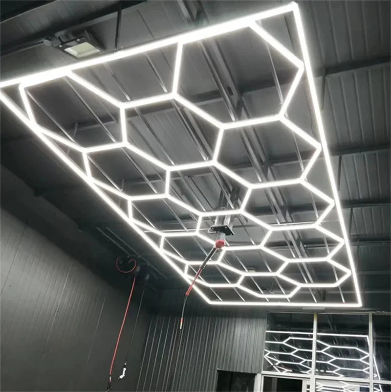 Auto Detailing Decorative Pendant LED Light Cob LED Honeycomb Ceiling Lighting Working Hexagonal LED Lights for Garages