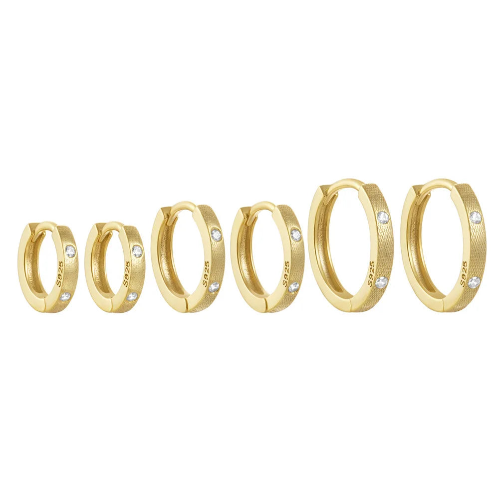 Fashion Earrings Jewelry 925 Sterling Silver Earrings Set 6mm/8mm/10mm Round Zircon Gold Plated Huggie Hoop Earrings Women Me