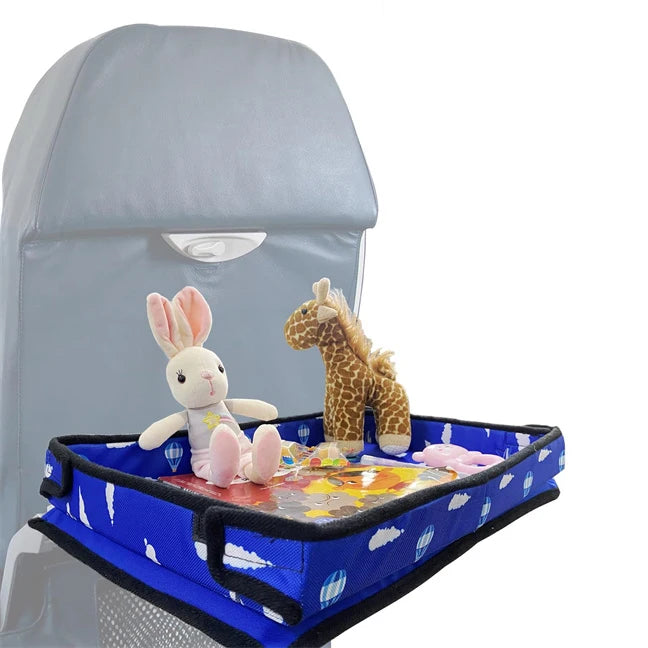 Kids Travel Tray Table Cover for Airplane Seat-Portable Durable Toddler Tray with Polyester Material and Button Closure