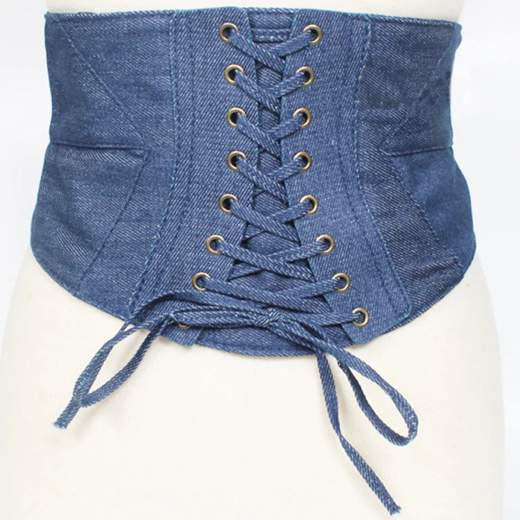 Womens High Waist Belt Wide Elastic Stretch Cincher Corset Lace up Band
