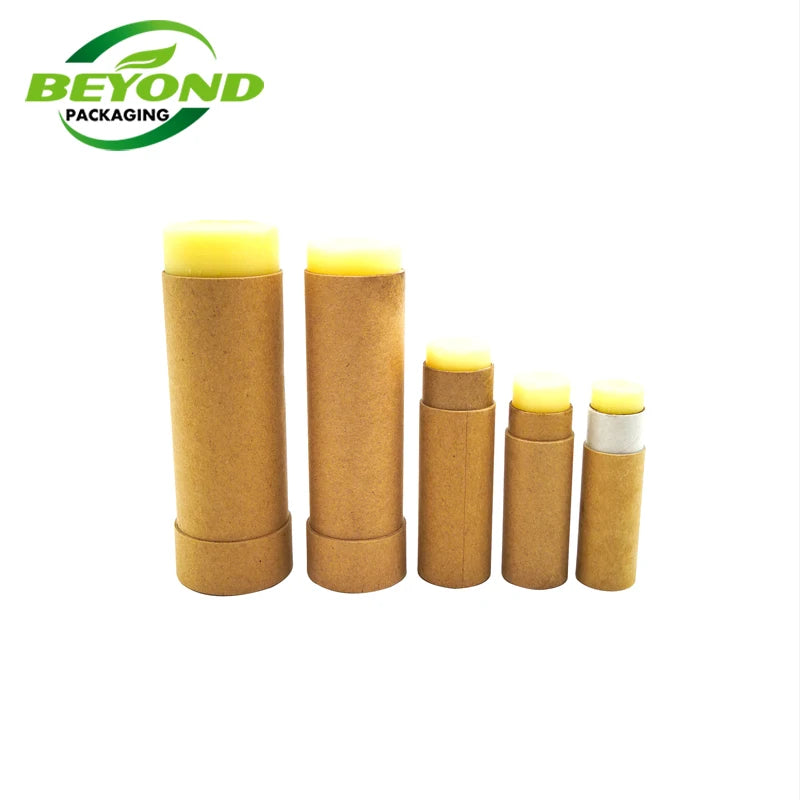 Custom Design Biodegradable 0.3 0.5 1oz Kraft Cardboard Lip Balm Deodorant Stick Container Packaging Push up Paper Tube