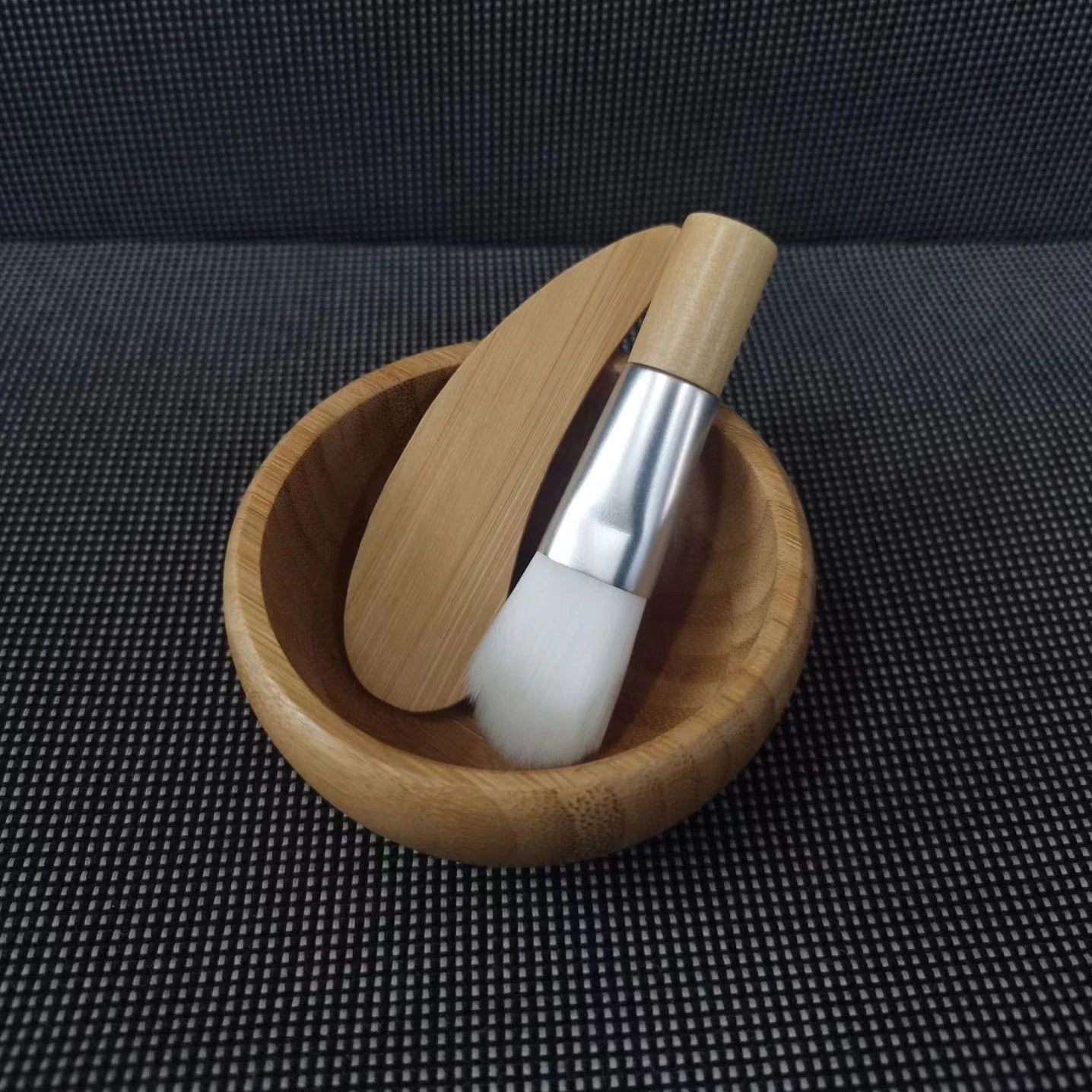 Eco Friendly Cute Mini Diy Face Skin Care Clay Cream Bamboo Mixing Facial Mask Bowl & Brush Spatula With Spoon Set