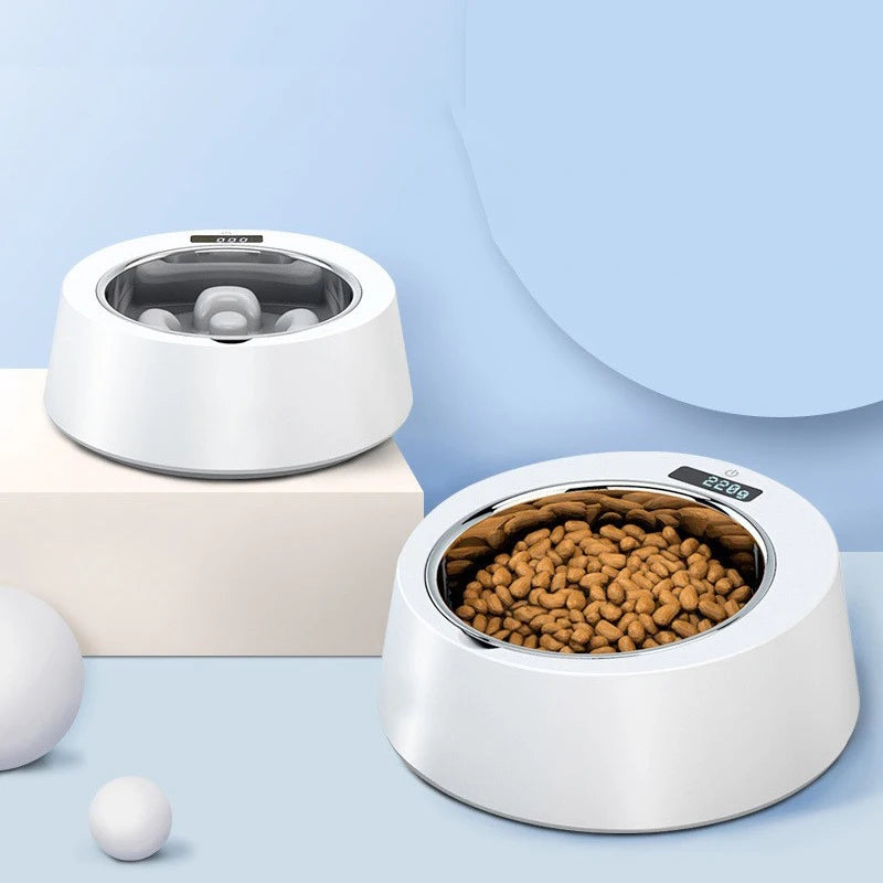 2024 Pet Smart Weighing Feeder Stainless Steel Dog Bowl Anti-choking Slow Food Bowl Cat Dog Bowl