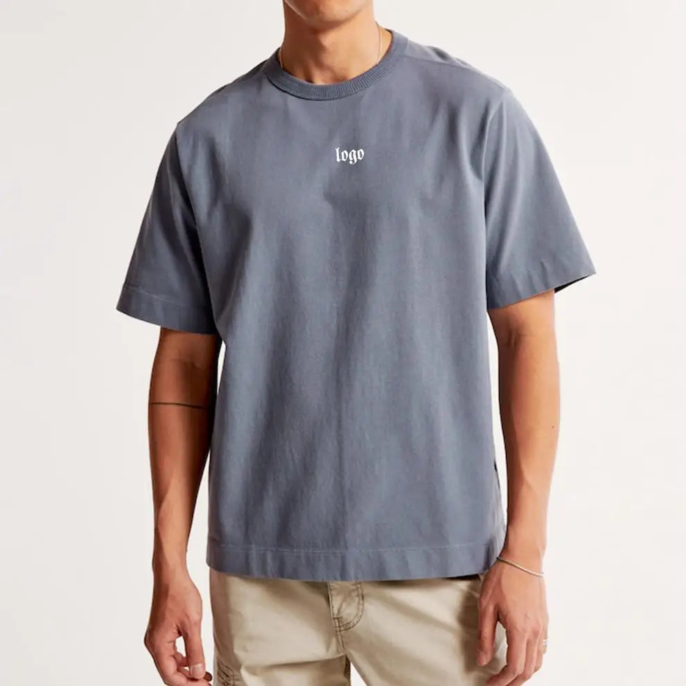 180g 7900 Ribbed Crew Neck Men's Slim Fit Tee Shirt Muscle Fitness Men's Gym T-shirt Sports T Shirt for Men