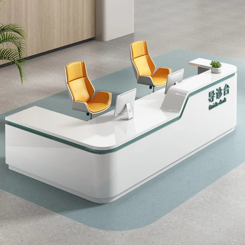 Custom Design Modern Wooden Hospital Clinic Reception Desk Simple Modern L Shaped Nurse Station Consulting Front Desk