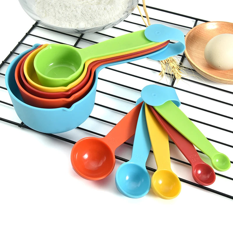 Colorful Plastic Stackable Measuring Spoon Set for Dry and Liquid Ingredients Baking Tools for Cake Making Minimum Order 10pc