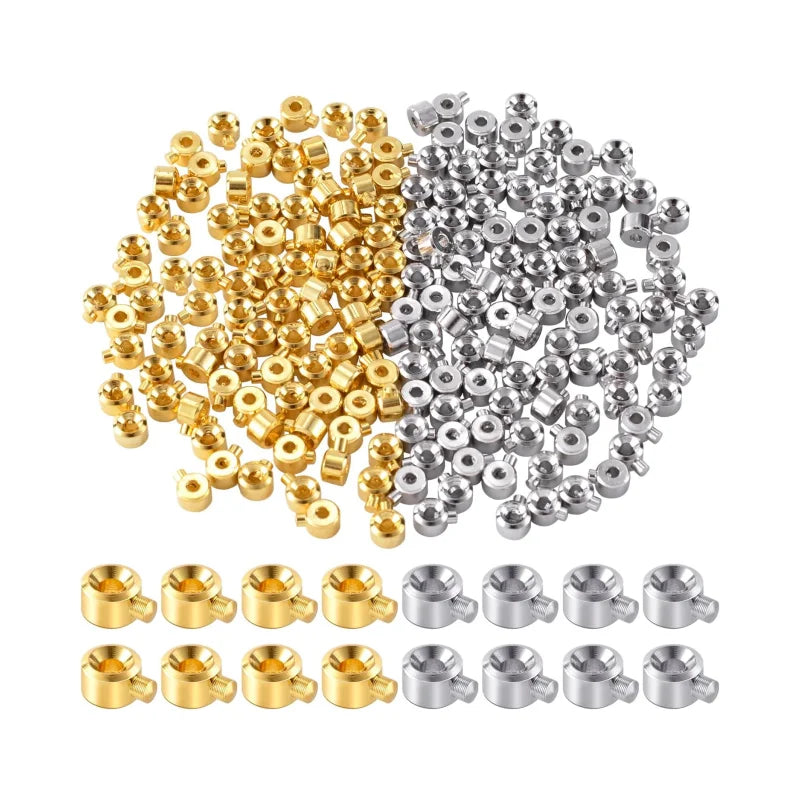 Hot Sale 100pcs Crimp BeadsSpacer Metal Bead Stopper Crimp Charms for Jewelry Making Bracelet Necklace Ends Accessories