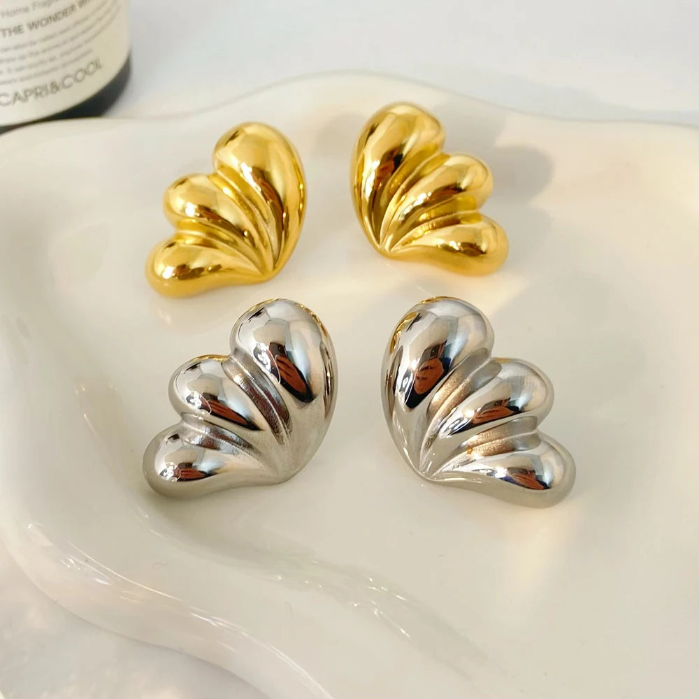 Minimalist Geometry 18k Gold Stainless Steel Three Petal Water Drop Earrings Joyas De Acero Inoxidable Butterfly Earrings
