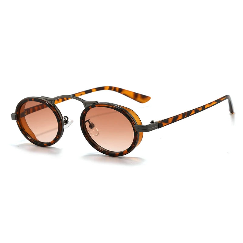 Vintage Retro Women's Sunglasses Small Oval Shade Fashionable Metal Gray Blue Yellow Tea Acrylic Eyewear Small Oval Shade Met