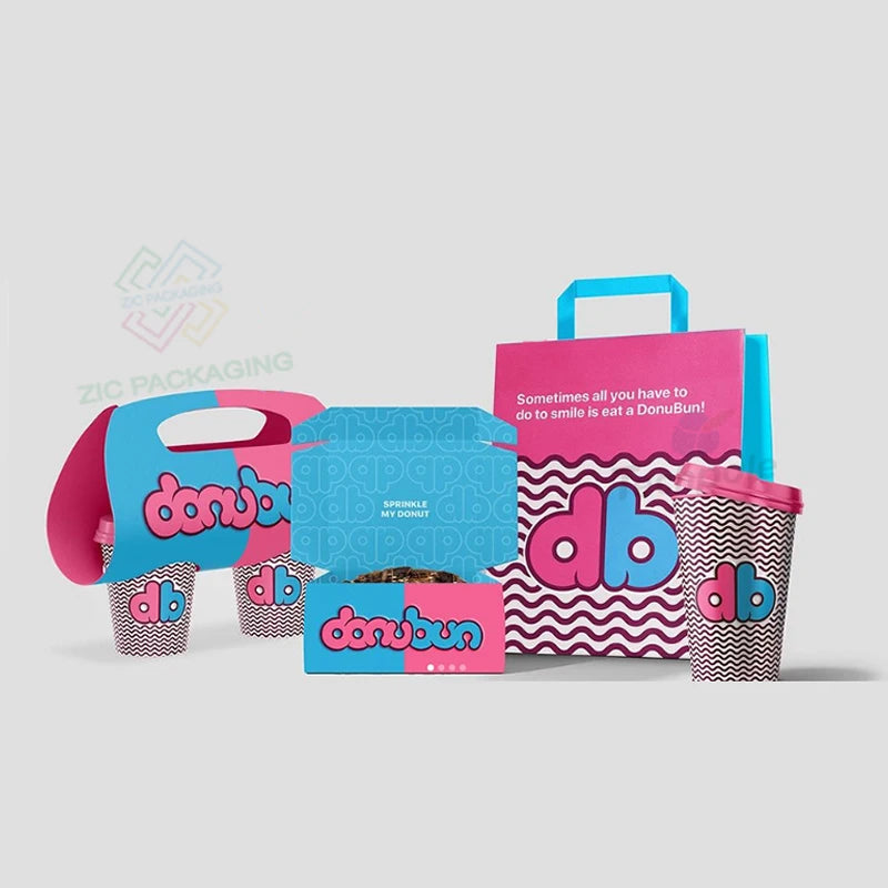 Custom Logo Printed Design Paper Card Cake Dessert Doughnut Mochi Donut Box