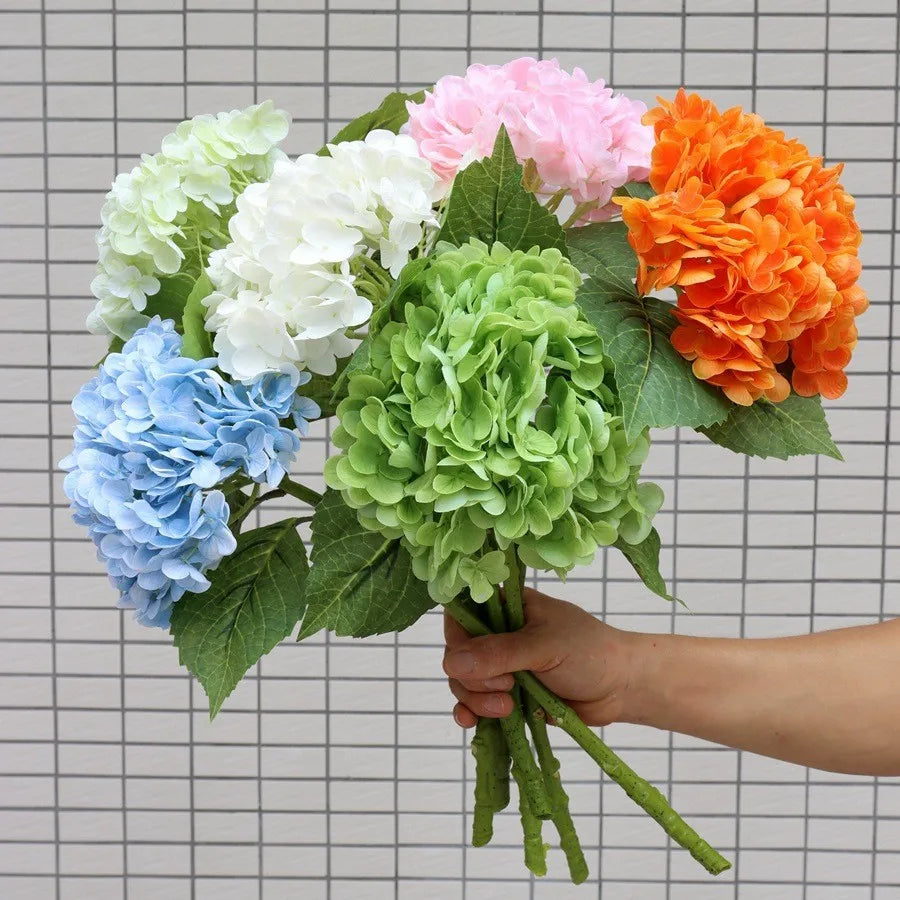 DREA Luxury Large White Blue Real Touch Hydrangeas Flower 176 Petals  Artificial Flowers Hydrangea for Wedding