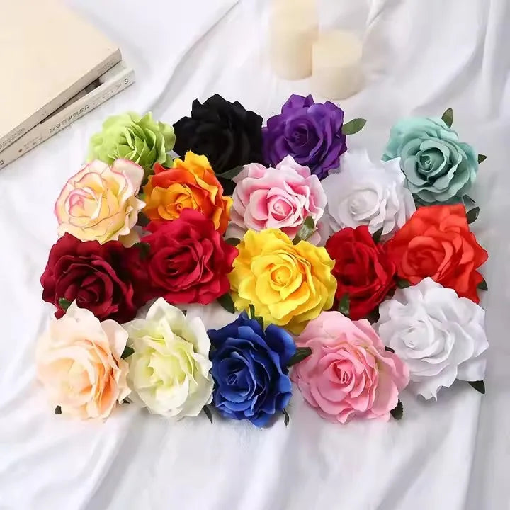 HT132 Simulation Rose Head First Flower Wedding Decoration Artificial Hand Silk Flower Material Ivory Rose Flower Head Wholes