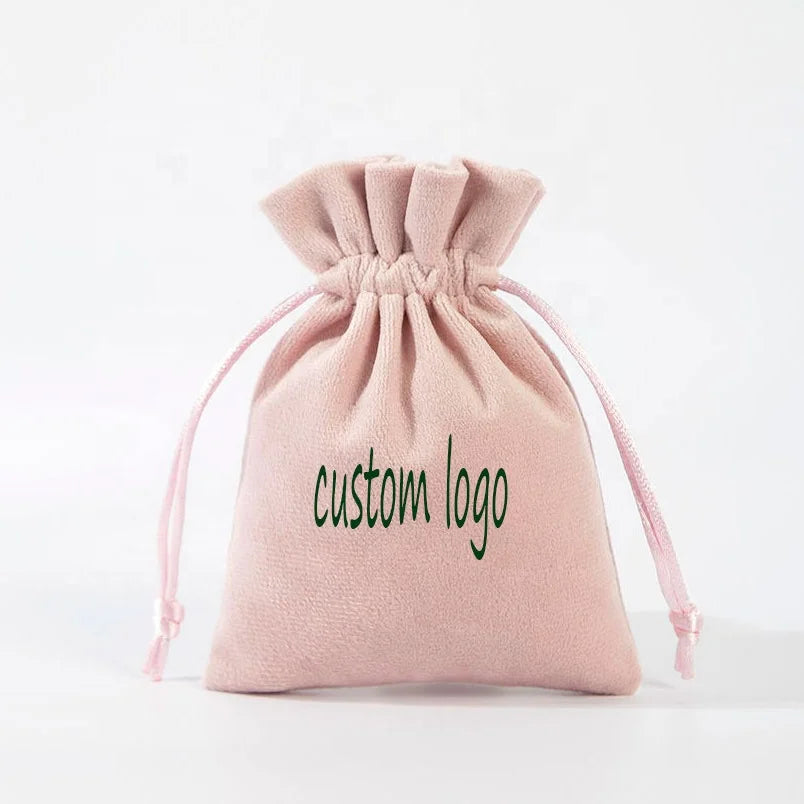Custom Logo High Quality Flannel Cosmetic Storage Bags Drawstring Pouches Suede Jewelry Packaging Pouch Velvet Gift Bag