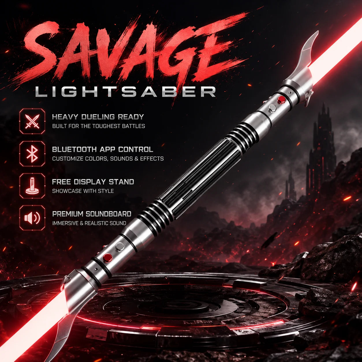 Darth Maul Dual Lightsaber XenoV4  Neopixel Metal Hilt Double Staff Saber | RGB Heavy Dueling Light Saber | OEM Factory