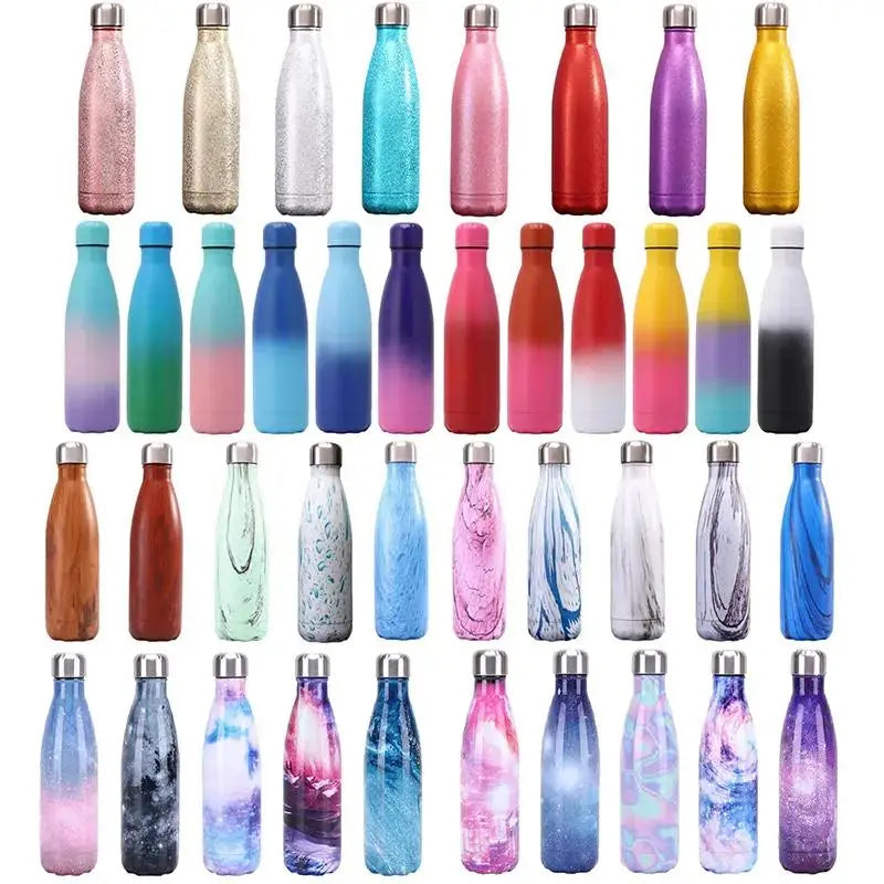 LASER LOGO FREE Reusable Stainless Steel Double Walled Vacuum Insulated Cola Shape Sport Water Bottles