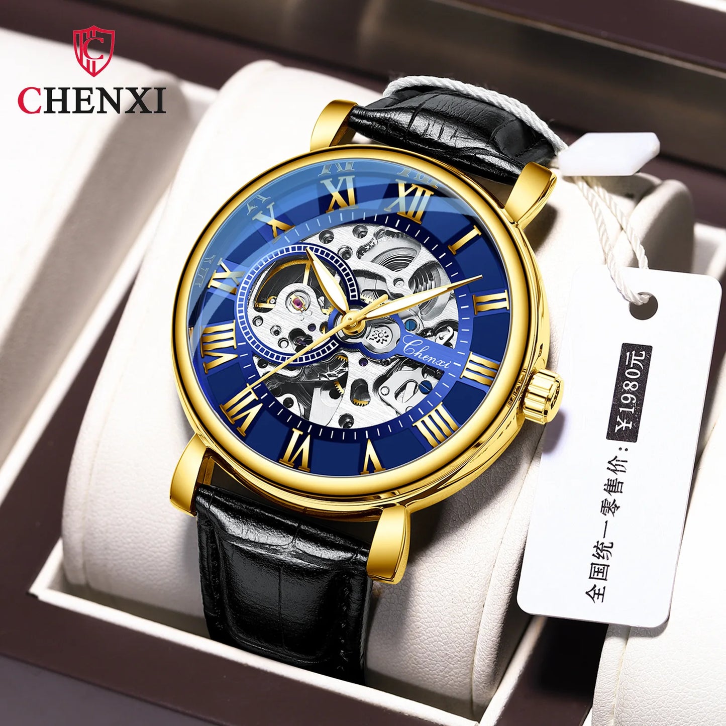 CHENXI High-end Mechanical Watchbroadcast Manufacturer Roman Hollow Waterproof Luminous  Automatic Mechanical Watch