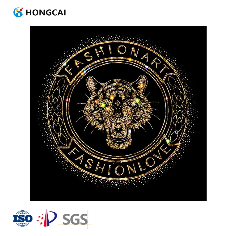 Custom Logo Sparkle Clear Crystal Iron-on Rhinestone Designs Heat Transfers Undershirt/T-Shirt/Hat Glass Material-Transfer