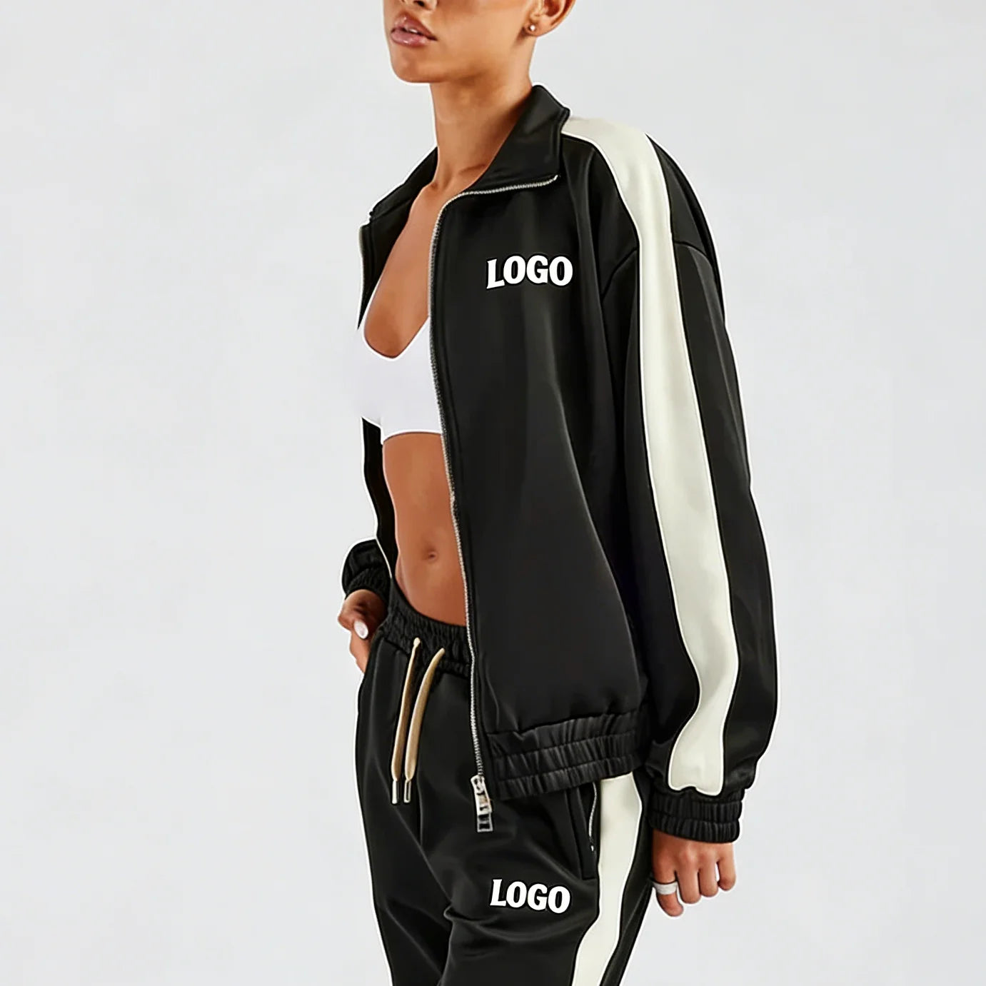 Factory Custom Made Team Name Color Zip up Fleece Hoodie and Pants for Cheer Leading Gymnastics Dance Team Practice Warm-up W