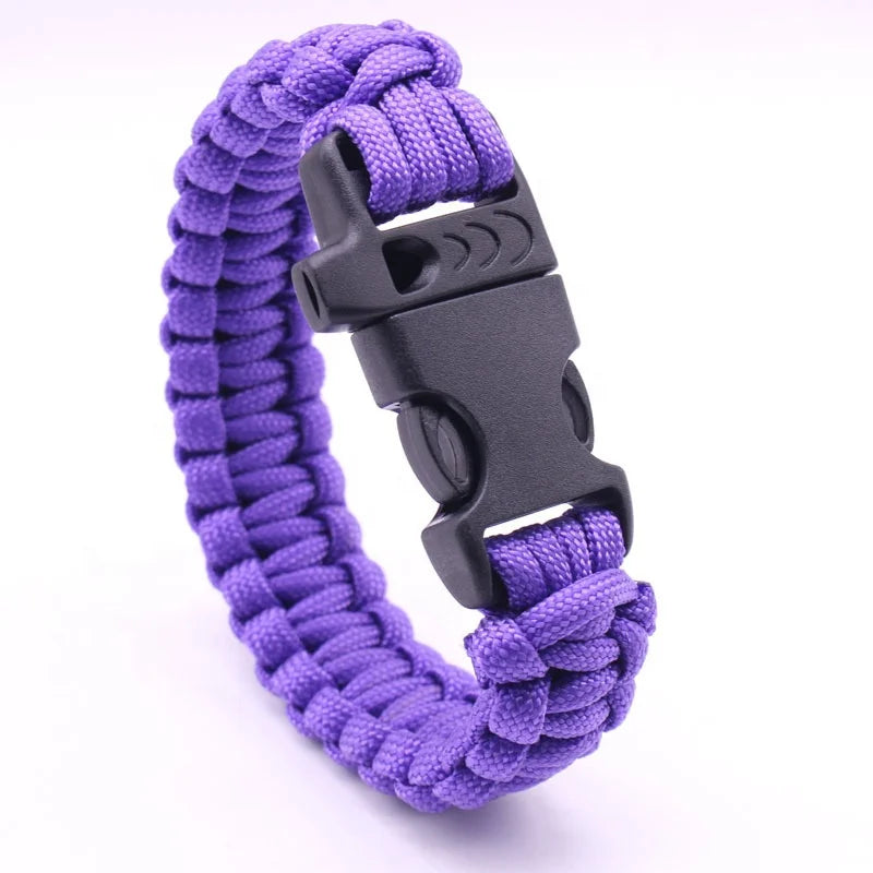 Portable Outdoor Camping & Hiking Kit with 1L Nylon Wristbands 3mm Plastic Whistle Casual Bracelet Parachute Cord Casual Bag